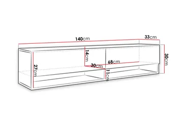 Brya TV-bänk 140 cm LED-belysning - Beige/Vit/RGB LED - Möbler - TV- & Mediamöbler - TV bänk & mediabänk
