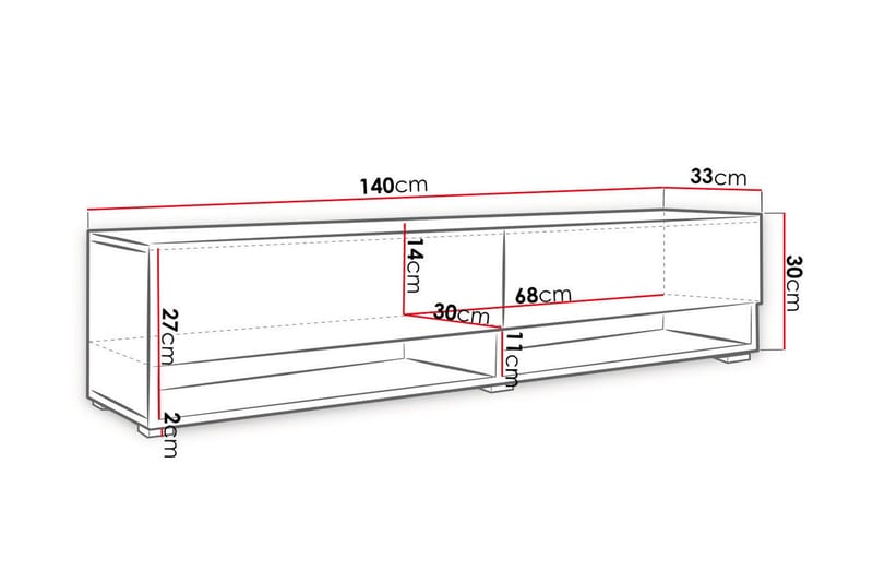 Brya TV-bänk 140x31x30 cm - Beige/Vit - Möbler - TV- & Mediamöbler - TV bänk & mediabänk