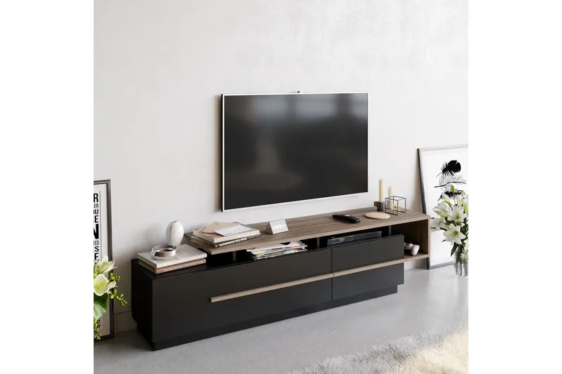 Campora Tv-bänk 180 cm - Svart/Mörkbrun - Möbler - TV- & Mediamöbler - TV bänk & mediabänk