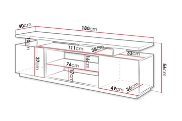 Ceasar TV-bänk 180 cm med LED - Svart - Möbler - TV- & Mediamöbler - TV bänk & mediabänk