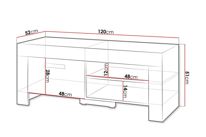 Cezar TV-bänk 120x52x51 cm Ek - Möbler - TV- & Mediamöbler - TV bänk & mediabänk