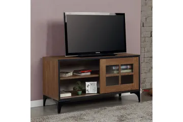 Comfortale Golvstående Tv Bänk 100 cm med Förvaring i Mörkt Trä - Brun - Möbler - TV- & Mediamöbler - TV bänk & mediabänk