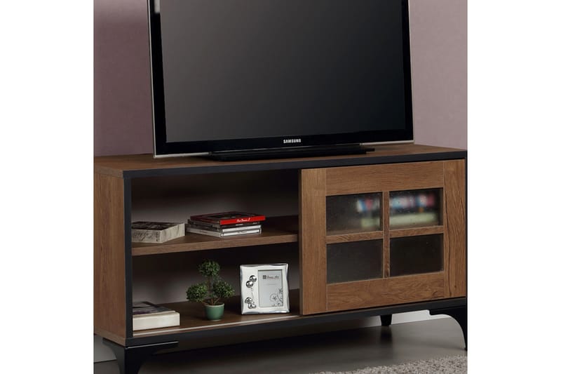 Comfortale Golvstående Tv Bänk 100 cm med Förvaring i Mörkt Trä - Brun - Möbler - TV- & Mediamöbler - TV bänk & mediabänk