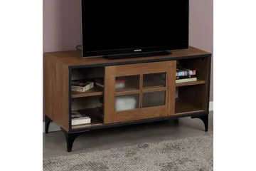 Comfortale Golvstående Tv Bänk 100 cm med Förvaring i Mörkt Trä - Brun - Möbler - TV- & Mediamöbler - TV bänk & mediabänk