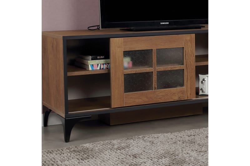 Comfortale Golvstående TV Bänk 125 cm med Förvaring i Mörkt Trä - Brun - Möbler - TV- & Mediamöbler - TV bänk & mediabänk