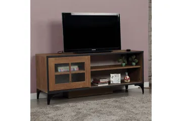 Comfortale Golvstående TV Bänk 125 cm med Förvaring i Mörkt Trä - Brun - Möbler - TV- & Mediamöbler - TV bänk & mediabänk