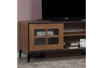 Comfortale Golvstående TV Bänk 125 cm med Förvaring i Mörkt Trä - Brun - Möbler - TV- & Mediamöbler - TV bänk & mediabänk