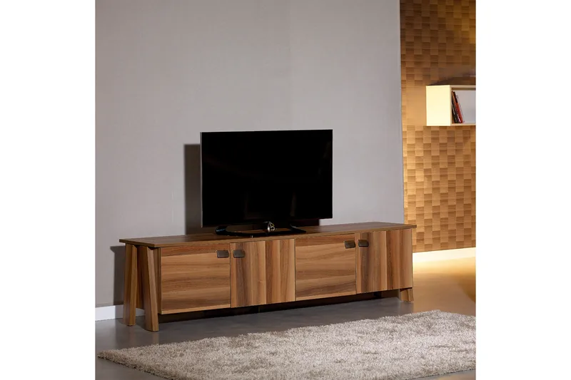 Comfortale Golvstående TV Bänk 189 cm med Förvaring i Mörkt Trä - Brun - Möbler - TV- & Mediamöbler - TV bänk & mediabänk