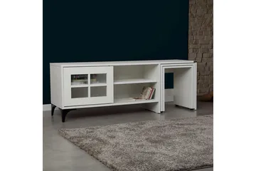 Comfortale Golvstående Tv Bänk med Hjul 150 cm med Förvaring i Målat Trä - Vit - Möbler - TV- & Mediamöbler - TV bänk & mediabänk