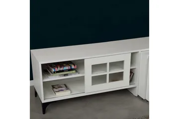 Comfortale Golvstående Tv Bänk med Hjul 150 cm med Förvaring i Målat Trä - Vit - Möbler - TV- & Mediamöbler - TV bänk & mediabänk