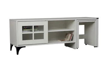Comfortale Golvstående Tv Bänk med Hjul 150 cm med Förvaring i Målat Trä - Vit - Möbler - TV- & Mediamöbler - TV bänk & mediabänk