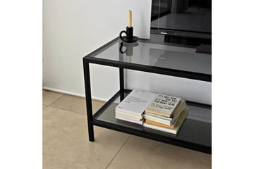 Condurso Golvstående Tv-bänk 130 cm i Metall och Glas - Rökgrå - Möbler - TV- & Mediamöbler - TV bänk & mediabänk
