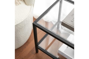 Condurso Golvstående Tv-bänk 130 cm med Förvaring i Glas och Metall - Svart - Möbler - TV- & Mediamöbler - TV bänk & mediabänk
