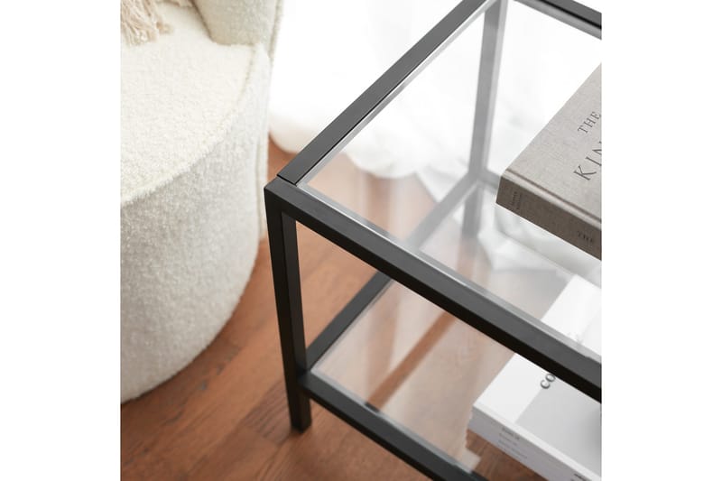 Condurso Golvstående Tv-bänk 130 cm med Förvaring i Glas och Metall - Svart - Möbler - TV- & Mediamöbler - TV bänk & mediabänk