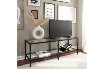 Condurso Golvstående Tv-bänk 130 cm med Förvaring i Glas och Metall - Svart - Möbler - TV- & Mediamöbler - TV bänk & mediabänk