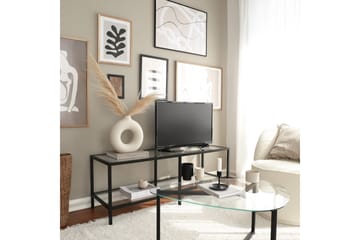 Condurso Golvstående Tv-bänk 130 cm med Förvaring i Glas och Metall - Svart - Möbler - TV- & Mediamöbler - TV bänk & mediabänk