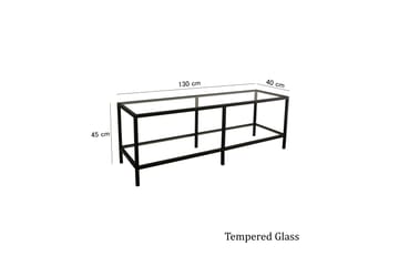 Condurso Golvstående Tv-bänk 130 cm med Förvaring i Glas och Metall - Svart - Möbler - TV- & Mediamöbler - TV bänk & mediabänk
