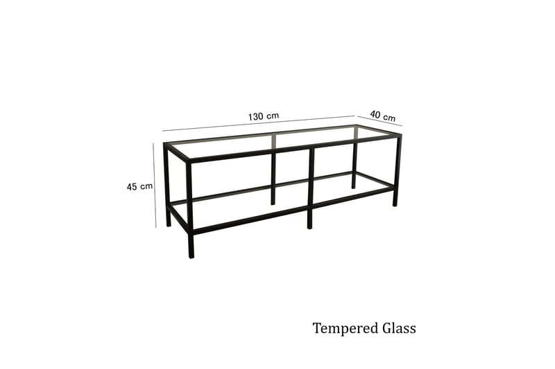 Condurso Golvstående Tv-bänk 130 cm med Förvaring i Glas och Metall - Svart - Möbler - TV- & Mediamöbler - TV bänk & mediabänk