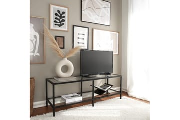 Condurso Golvstående Tv-bänk 130 cm med Förvaring i Glas och Metall - Svart - Möbler - TV- & Mediamöbler - TV bänk & mediabänk