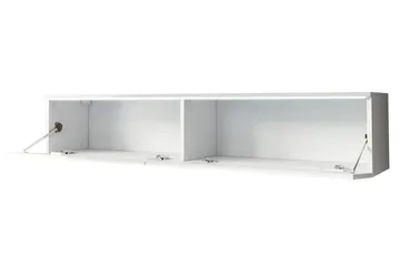 Cuguen TV-bänk 140 cm LED-belysning - Grå/Vit/Vit LED - Möbler - TV- & Mediamöbler - TV bänk & mediabänk