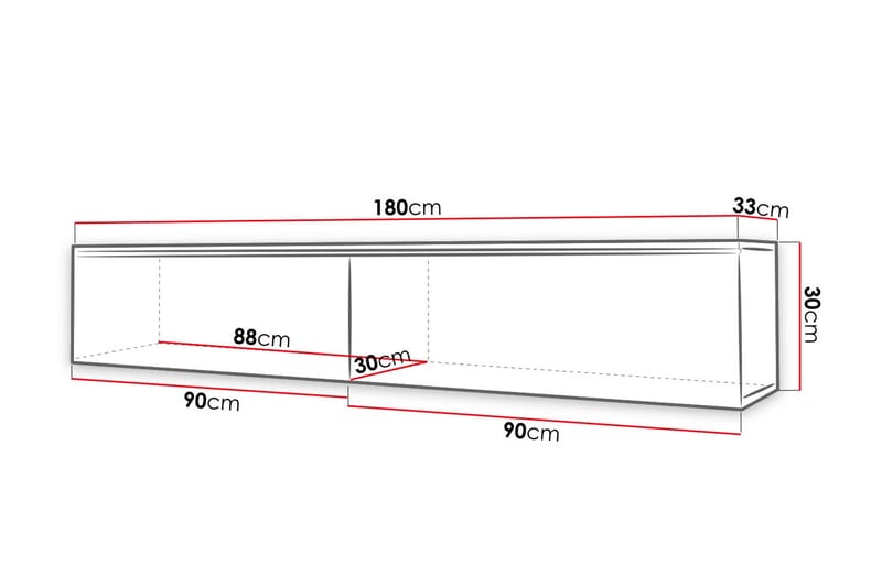 Cuguen Vägghängd Svävande TV-bänk 180 cm med Förvaring i Målat Trä - Svart - Möbler - TV- & Mediamöbler - TV bänk & mediabänk