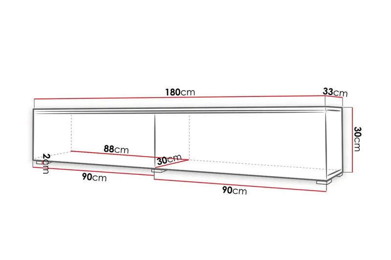 Cuguen Vägghängd Svävande TV-bänk 180 cm med Förvaring i Målat Trä - Svart - Möbler - TV- & Mediamöbler - TV bänk & mediabänk