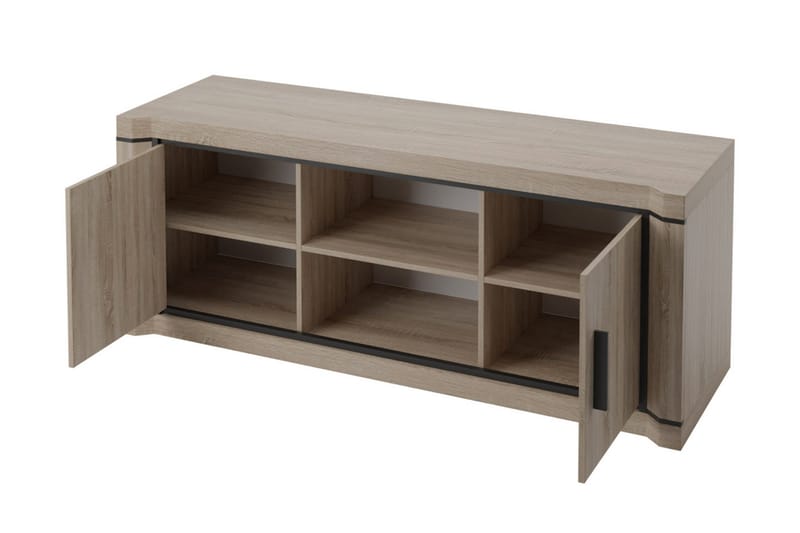 Dallas TV-bänk 137x43,5x53 cm LED-belysning - Beige/Grå - Möbler - TV- & Mediamöbler - TV bänk & mediabänk
