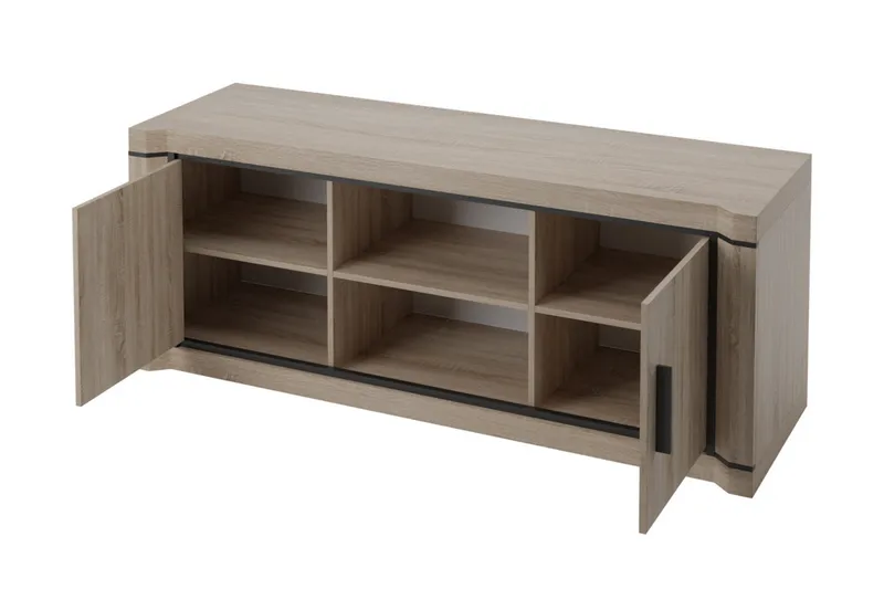 Dallas TV-bänk 137x44x53 cm LED-belysning - Beige/Grå - Möbler - TV- & Mediamöbler - TV bänk & mediabänk