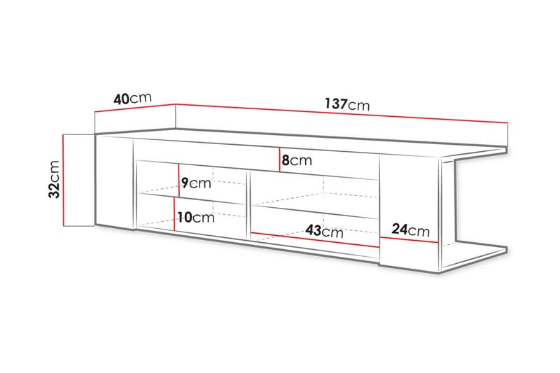 Davalos Golvstående TV Bänk 137 cm med Förvaring i Ek - Brun - Möbler - TV- & Mediamöbler - TV bänk & mediabänk