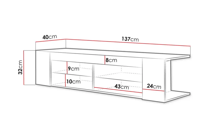 Davalos TV-bänk 137 cm - Ek - Möbler - TV- & Mediamöbler - TV bänk & mediabänk
