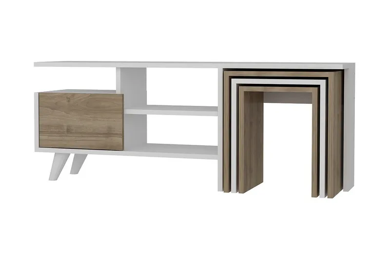 Decorotika Tv-bänk 120 cm - Vit/Valnöt - Möbler - TV- & Mediamöbler - TV bänk & mediabänk