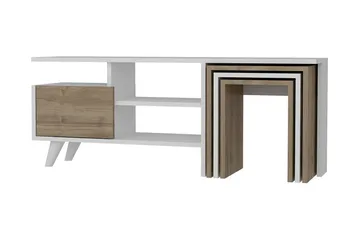 Decorotika Tv-bänk 120 cm - Vit/Valnöt - Möbler - TV- & Mediamöbler - TV bänk & mediabänk