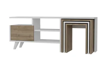 Decorotika Tv-bänk 120 cm - Vit/Valnöt - Möbler - TV- & Mediamöbler - TV bänk & mediabänk