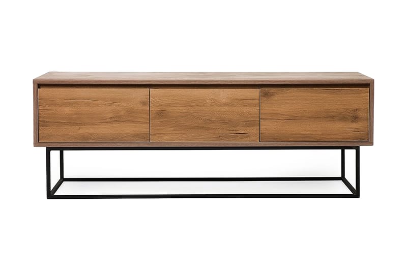 Degerfors Golvstående TV Bänk 140 cm med Förvaring i Ljust Trä - Brun - Möbler - TV- & Mediamöbler - TV bänk & mediabänk