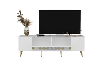 Detas Tv-bänk 150x35 cm Vit/Guld - Hanah Home - Möbler - TV- & Mediamöbler - TV bänk & mediabänk