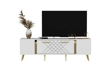Detas Tv-bänk 150x35 cm Vit/Guld - Hanah Home - Möbler - TV- & Mediamöbler - TV bänk & mediabänk