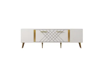 Detas Tv-bänk 150x35 cm Vit/Guld - Hanah Home - Möbler - TV- & Mediamöbler - TV bänk & mediabänk