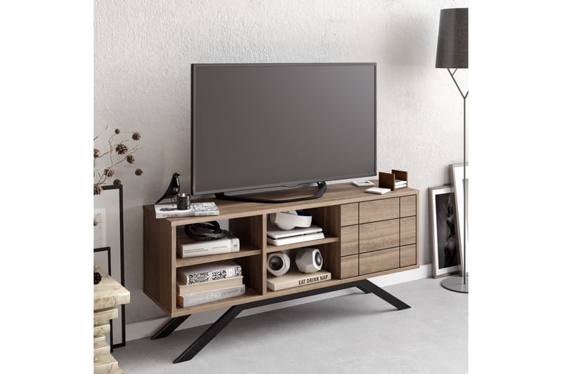 Einbeck Tv-bänk 130 cm - Svart/Mörkbrun - Möbler - TV- & Mediamöbler - TV bänk & mediabänk
