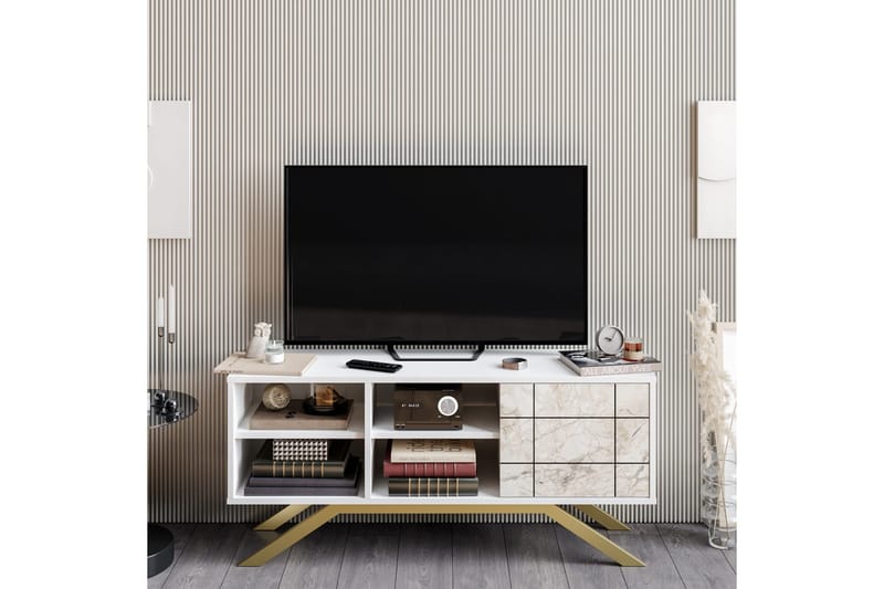 Einbeck Tv-bänk 130 cm - Vit/Guld - Möbler - TV- & Mediamöbler - TV bänk & mediabänk