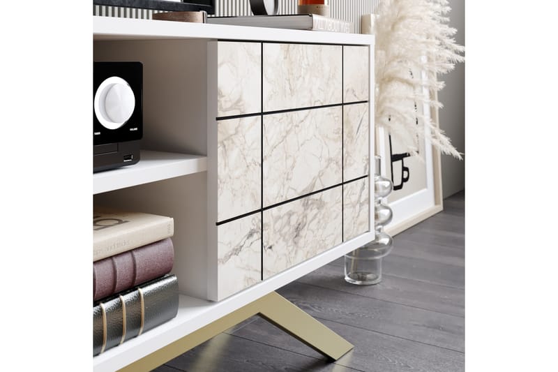 Einbeck Tv-bänk 130 cm - Vit/Guld - Möbler - TV- & Mediamöbler - TV bänk & mediabänk