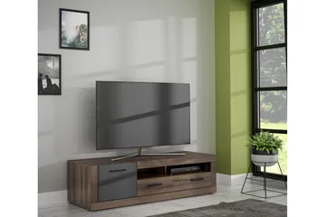 Elhovo Golvstående Tv Bänk 143,1 cm med Förvaring i Mörkt Trä - Brun - Möbler - TV- & Mediamöbler - TV bänk & mediabänk