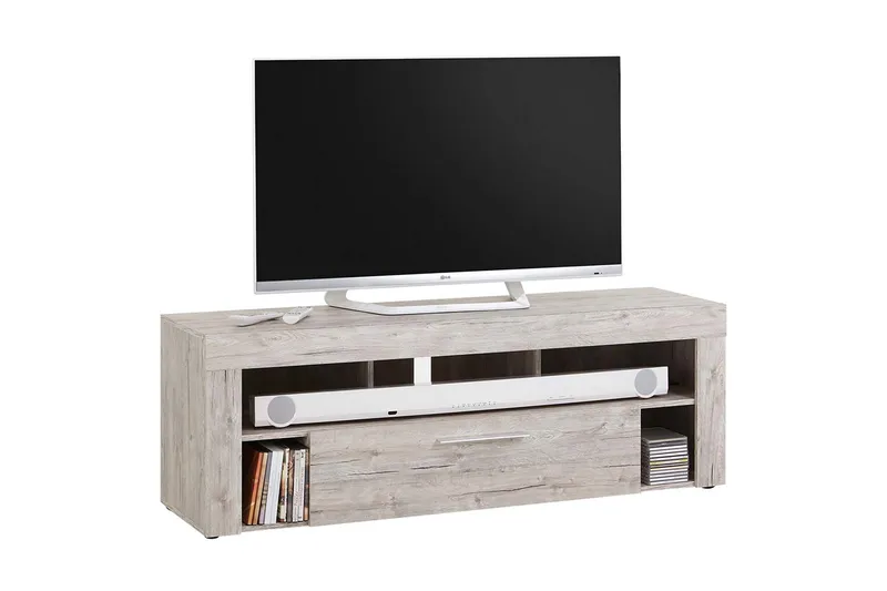 Eneev Golvstående TV Bänk 150 cm med Förvaring i Ljust Trä - Ljusgrå - Möbler - TV- & Mediamöbler - TV bänk & mediabänk