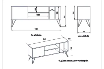Ficociello TV-Bänk 140 cm - Valnöt|Svart|Vit - Möbler - TV- & Mediamöbler - TV bänk & mediabänk