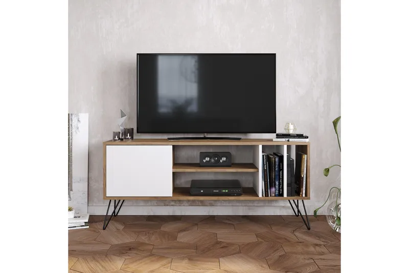 Ficociello TV-Bänk 140 cm - Valnöt|Svart|Vit - Möbler - TV- & Mediamöbler - TV b änk & mediabänk