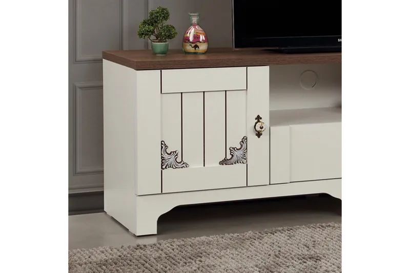 Gaszpar Tv-bänk 140 cm - Vit/Valnöt - Möbler - TV- & Mediamöbler - TV bänk & mediabänk