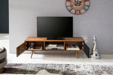 Gateau Golvstående TV Bänk 140 cm med Förvaring i Ljust Trä - Brun - Möbler - TV- & Mediamöbler - TV bänk & mediabänk