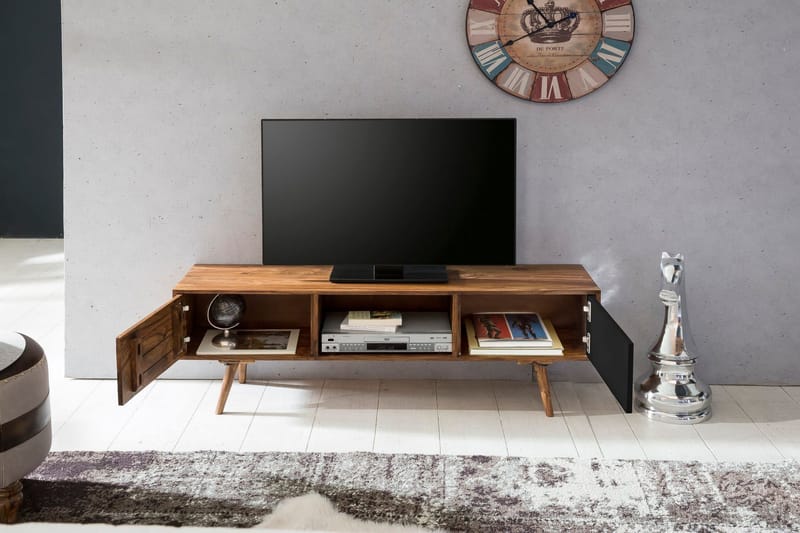 Gateau Golvstående TV Bänk 140 cm med Förvaring i Ljust Trä - Brun - Möbler - TV- & Mediamöbler - TV bänk & mediabänk