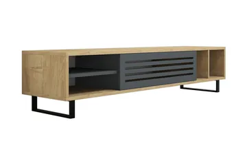 Gersby Golvstående TV Bänk 160 cm med Förvaring i Ljust Trä - Grå|Beige - Möbler - TV- & Mediamöbler - TV bänk & mediabänk