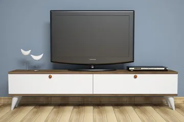 Gersby TV-Bänk 160 cm - Vit/Brun - Möbler - TV- & Mediamöbler - TV bänk & mediabänk