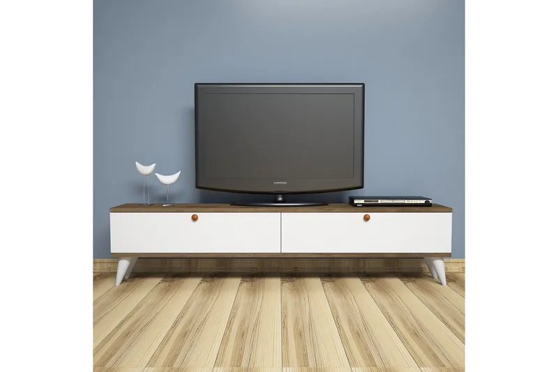 Gersby TV-Bänk 160 cm - Vit/Brun - Möbler - TV- & Mediamöbler - TV bänk & mediabänk